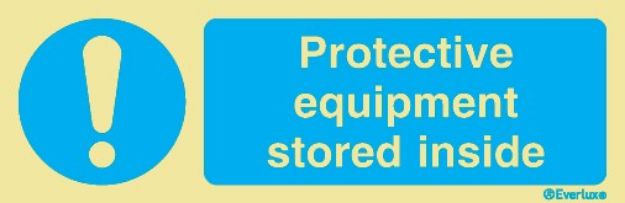 Protective equipment stored inside - mandatory sign 